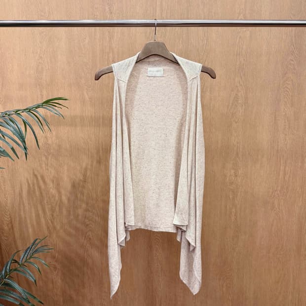 쟈딕 앤 볼테르 드레이프 숄 카라 롱 베스트 니트 가디건 멜란지