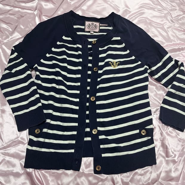 Juicy Couture 마린 갸루 골드버튼 스트라이프 가디건