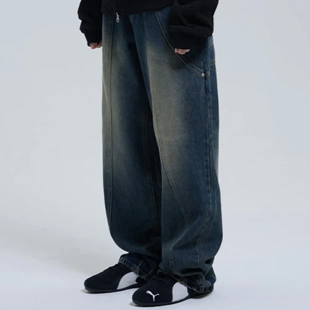 TCM slit denim pants