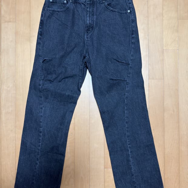 트위스트 심 워싱 데님 팬츠