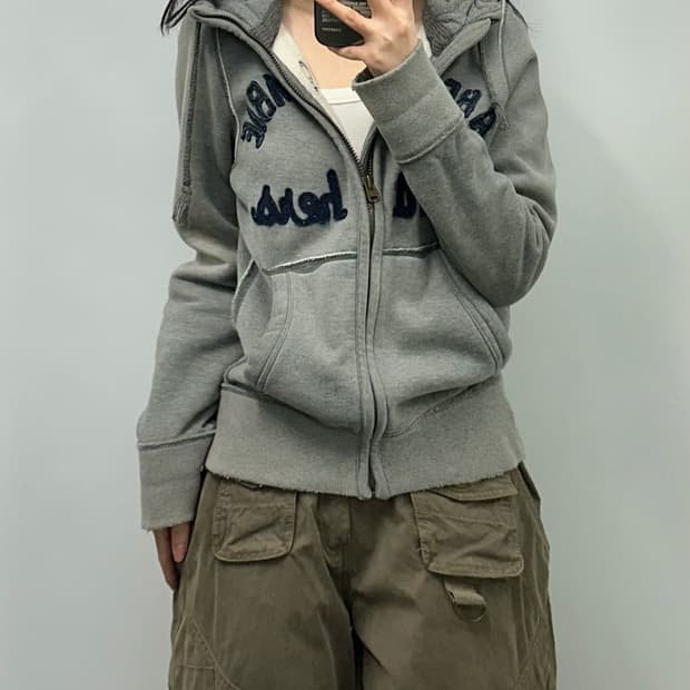 아베크롬비 y2k 와투케 헤비코튼 그레이 후드집업