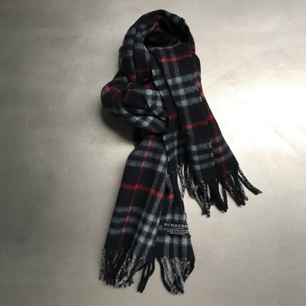 버버리 정품 캐시미어/울 머플러 네이비