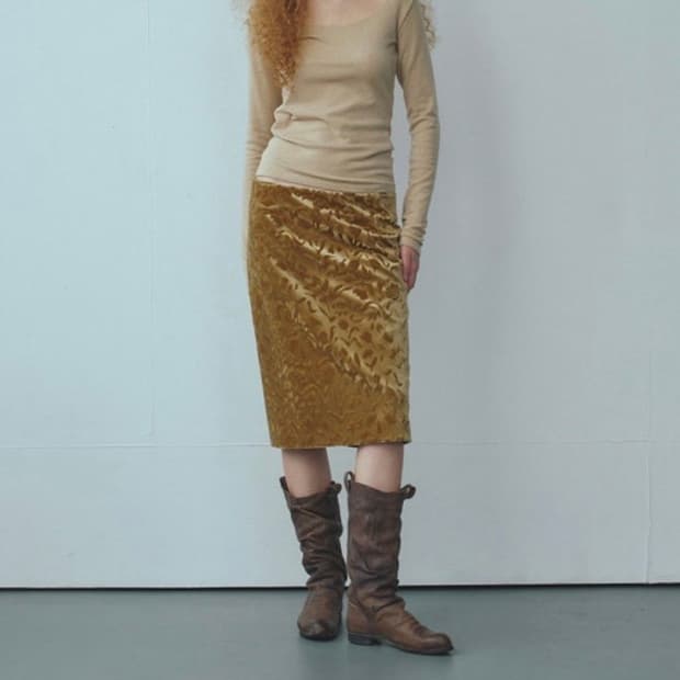 리포스 Jacquard Velvet Skirt
