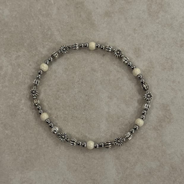 실버 산호 포인트 플라워 팔찌