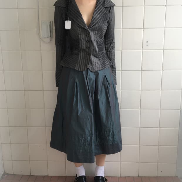 Stripe pattern glossy jacket