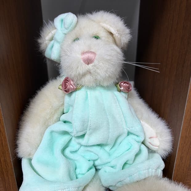 빈티지 보이즈베어 민트 점프슈트 고양이