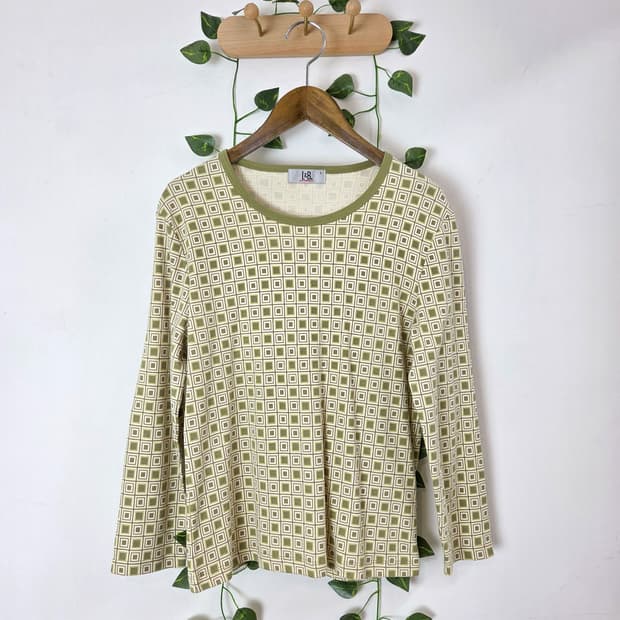 그린 패턴 7부 슬리브