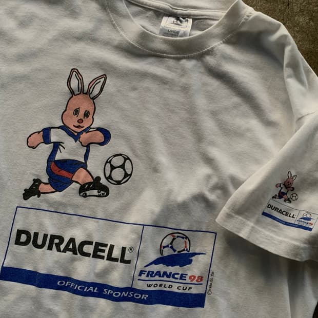 1998 프랑스 월드컵 프로모션 티셔츠 듀라셀 풋볼 버니
