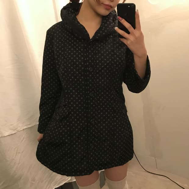 JPN Vintage 모리걸 라떼갸루 하구미 도트 패딩