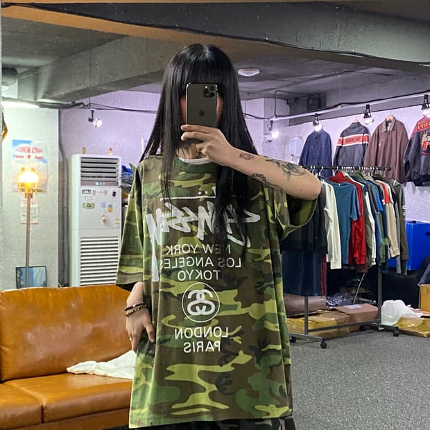 스투시 월드투어 카모 반팔 B5629