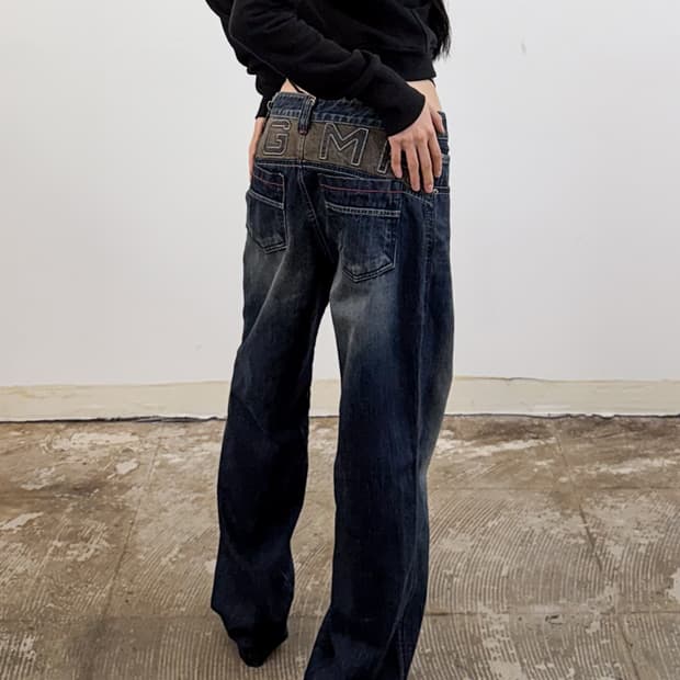 도그마엑스 디지엠에이 패치드 세미 배기 데님 M