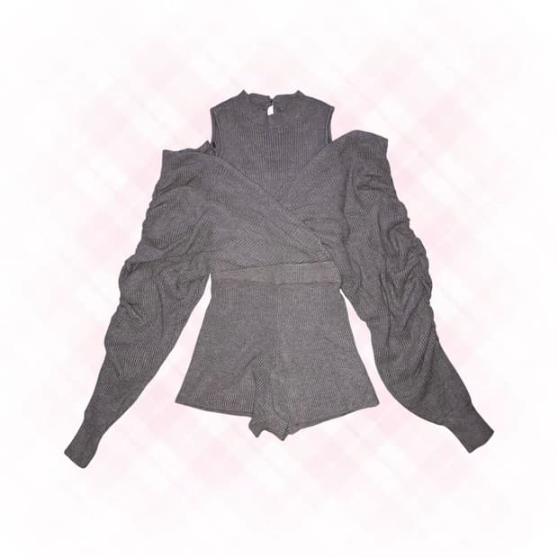 일브 오네갸루 히메갸루 셔링 니트 탑 오프숄더