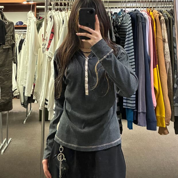 LL)Japanese vintage 여성 스티치 디자인 후드 니트