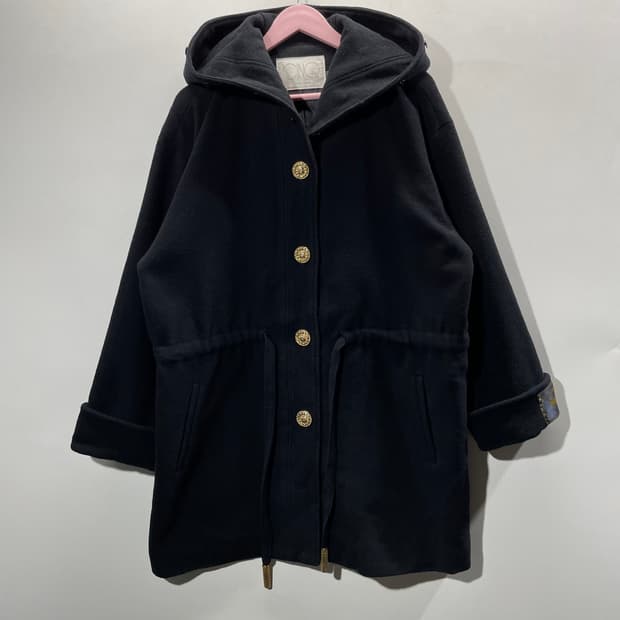 CINQ 일본 후드 코트 블랙 금장버튼