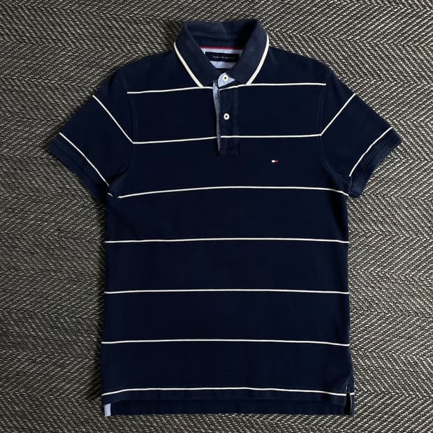 타미힐피거 스몰로고 미니멀 단가라 카라 티셔츠 o 3048