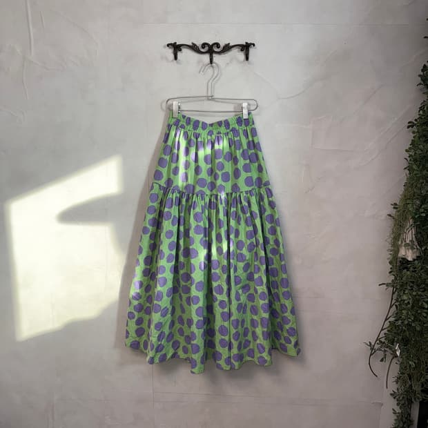Purple green dot maxi skirt