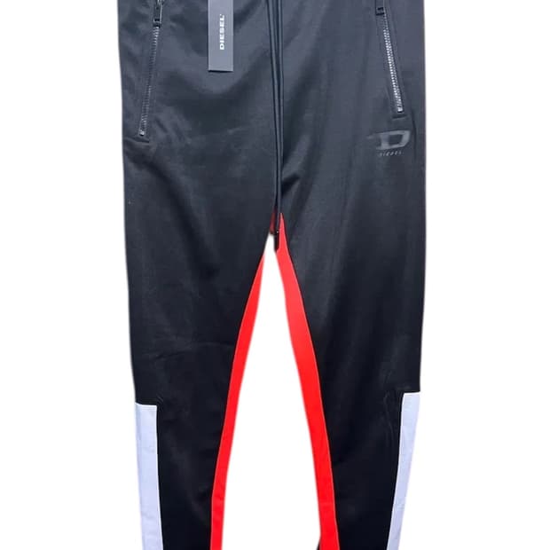 디젤 블랙/레드 트랙 팬츠