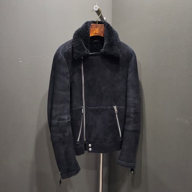 톰포드 스웨이드 바이커 시어링 무스탕 자켓