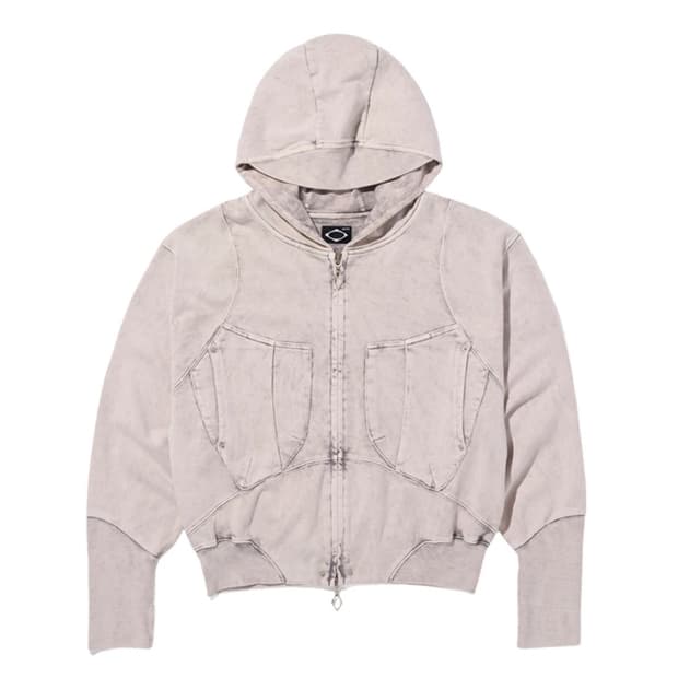 미스치프 후드집업 빅 포켓 후드 블리치드 핑크 그레이