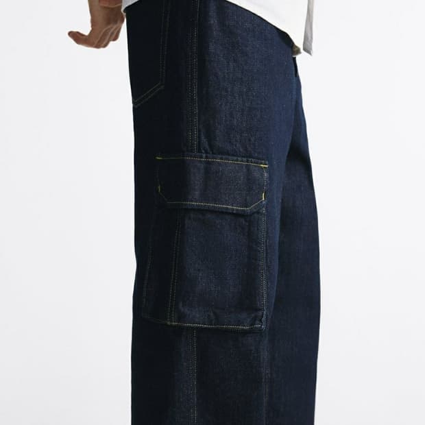 자라 와이드 카고 데님 팬츠