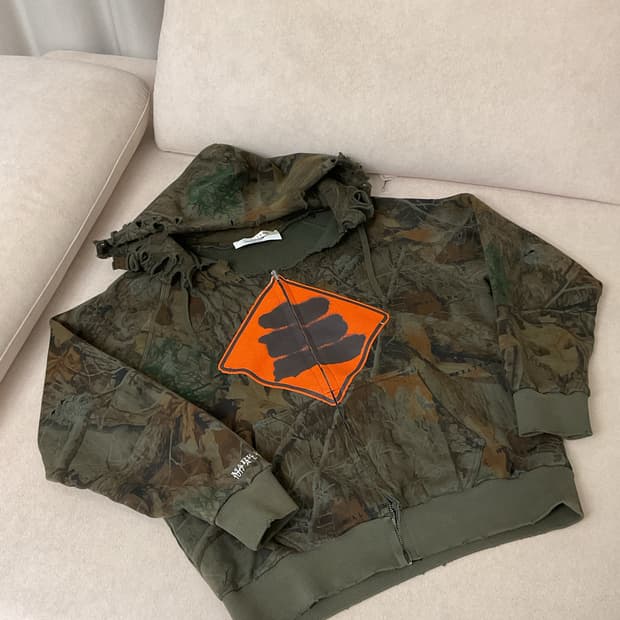 Alyx distressed camo zip up hoodie