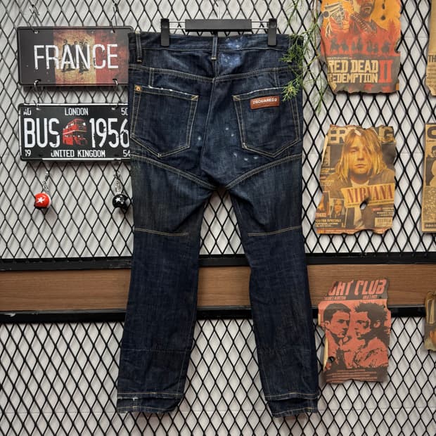 디스퀘어드2 D링 바이커 데님 팬츠 전면 버클 포인트 진청