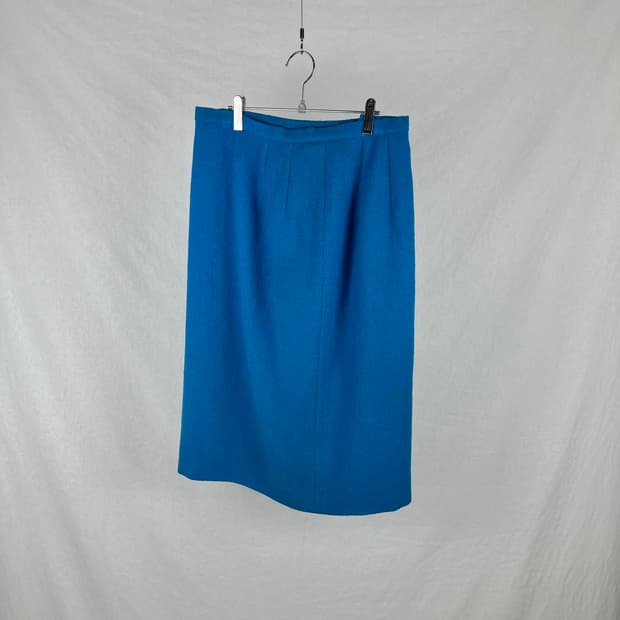 Vintage 부클 원단 파스텔 블루 미디스커트