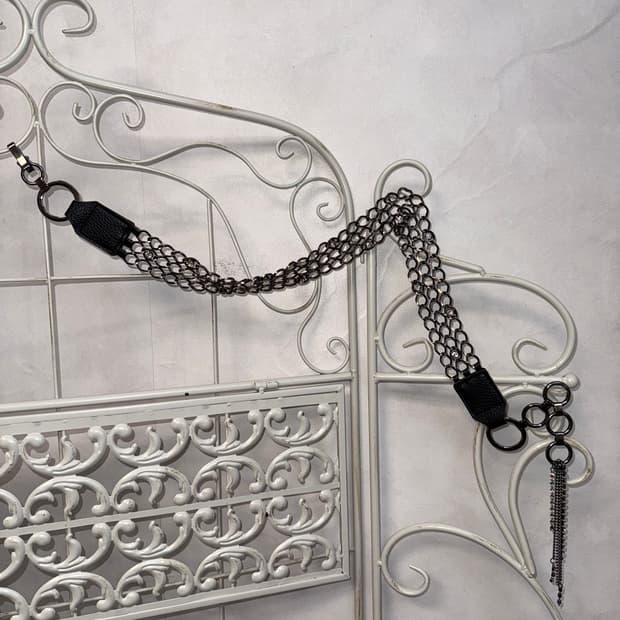 Black silver cubic hole chain belt