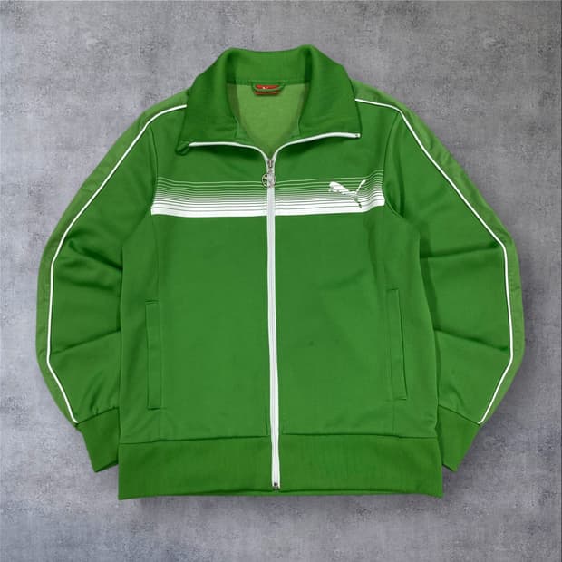 푸마 그린 컬러 스몰 로고 트랙탑 져지