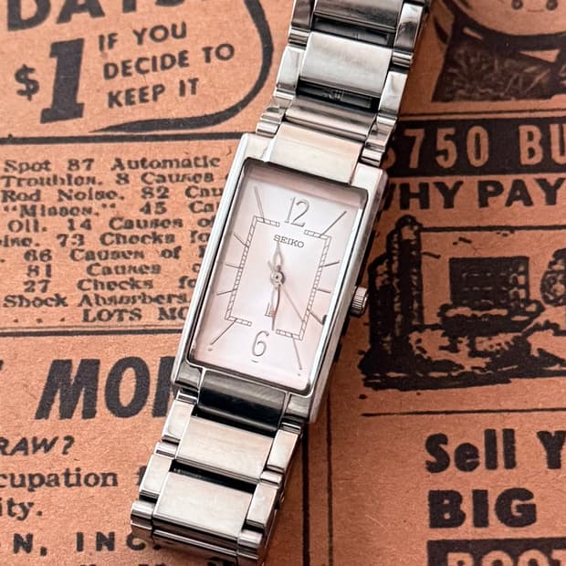 세이코 Seiko 스퀘어 핑크 레이디스