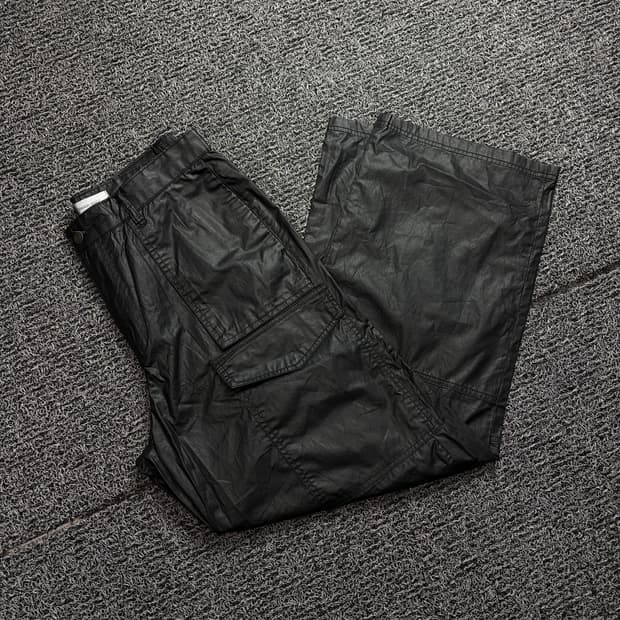 메종미네드 블랙 코팅 퍼티그 와이드 팬츠 1980