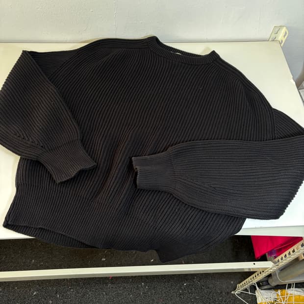 46 100-105 엘무드 블랙 면 케이블니트