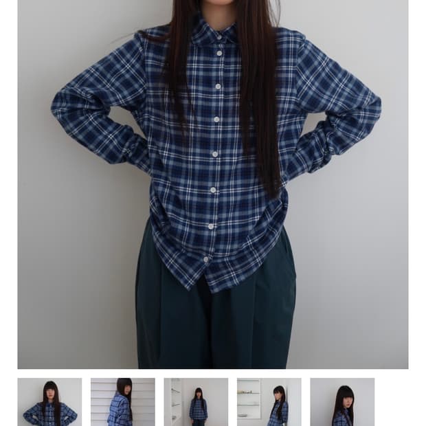 예디아카이브 플란넬 셔츠 블루