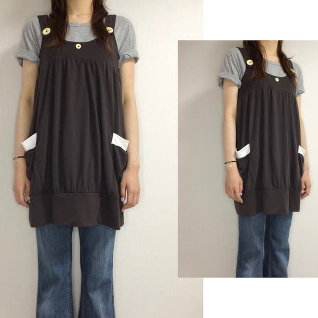 빈티지 다크 브라운 레이어드 나시 원피스 튜닉