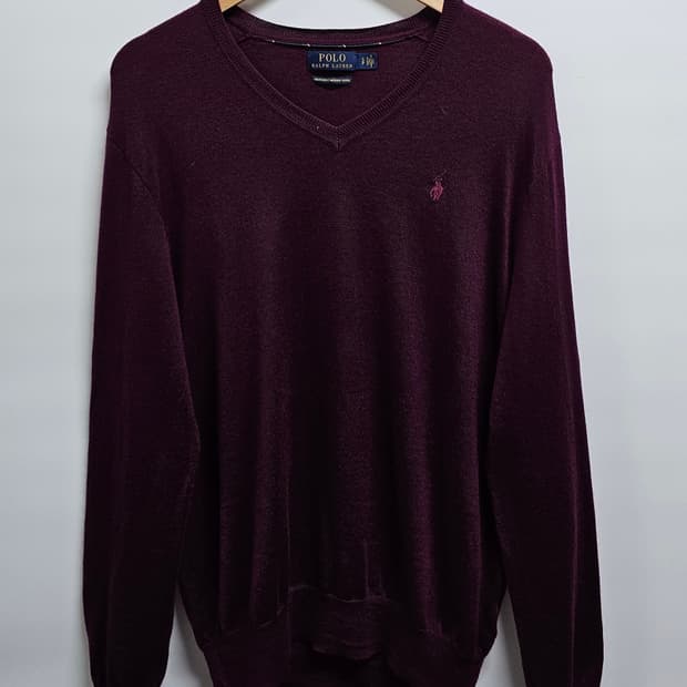 폴로랄프로렌 메리노 울 브이넥니트 S
