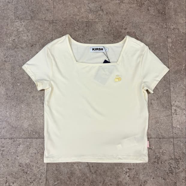 키르시 크림 옐로우 반팔 크롭티 #csz988