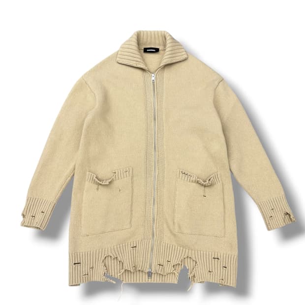 디젤 오버사이즈 그런지 데미지 롱 니트집업