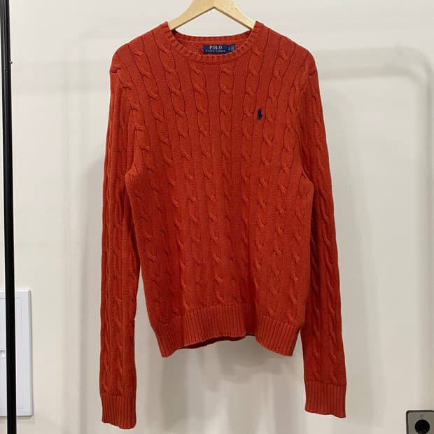 폴로 랄프로렌 신형 케이블 코튼 니트 오렌지