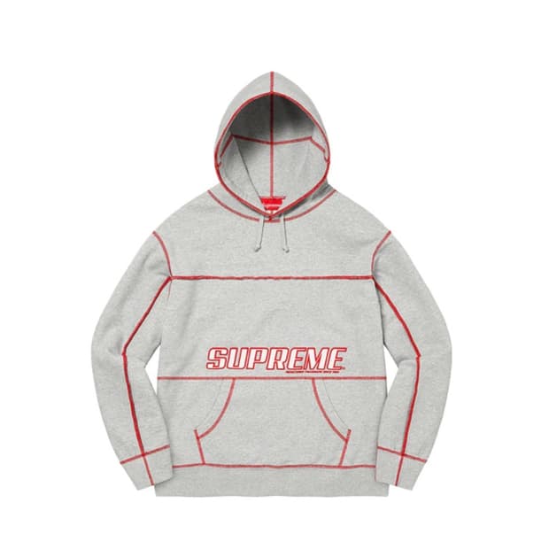 슈프림 커버스티치 후드 스웻셔츠 그레이