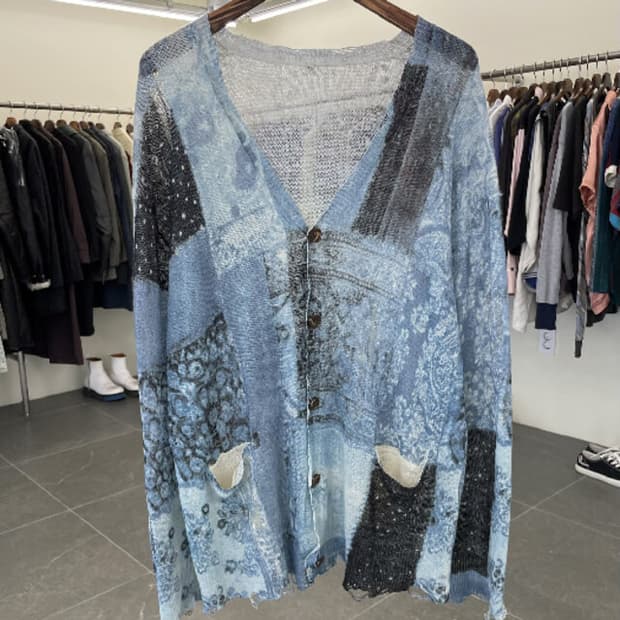 R13 2026 s/s Printed Boyfriend Cardigan