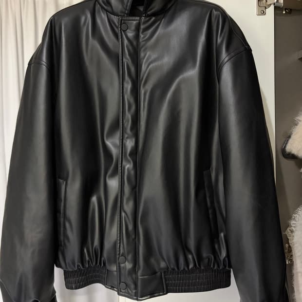 ZARA 자라 블랙 에코 레더 봄버 자켓 M