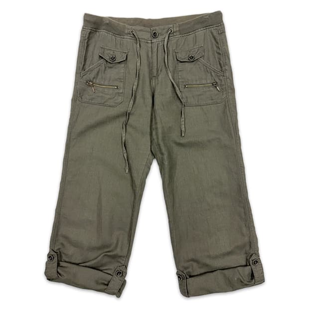 빈티지 카키 2way 카프리 팬츠