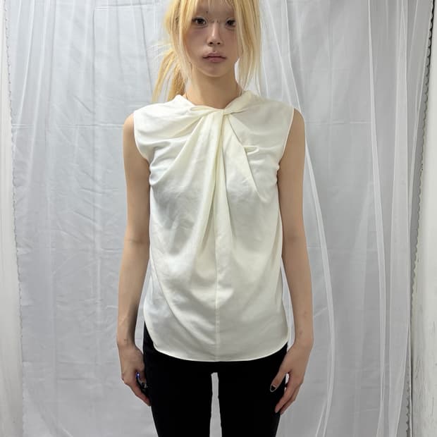 [Vintage] Cable Knit Mesh Shimmer top
