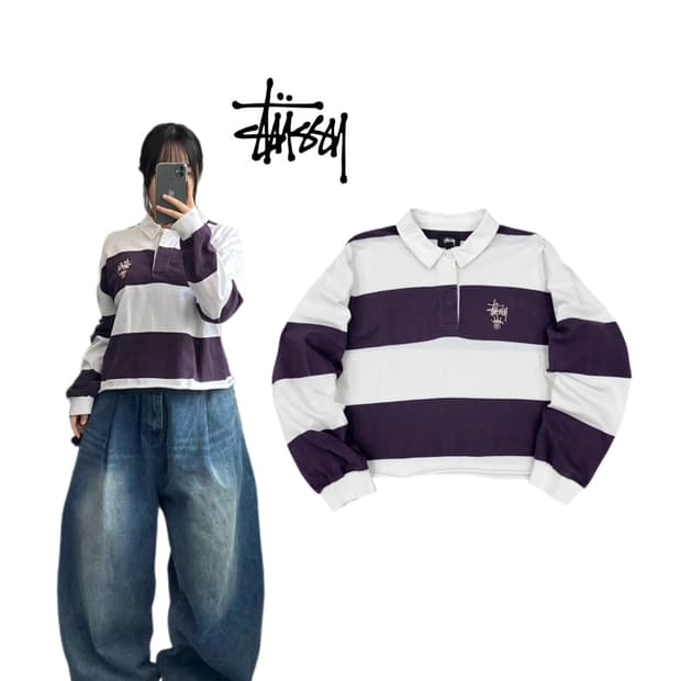 스투시 크롭 리메이크 단가라 PK 카라 킨팔 티셔츠
