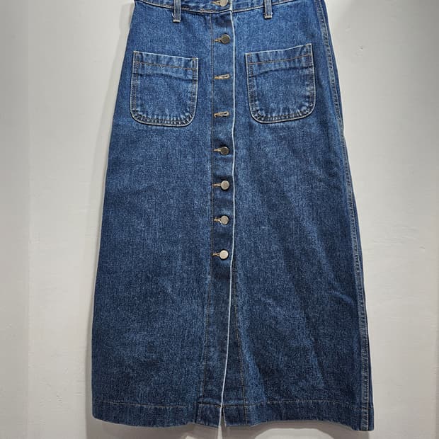 A라인 미디 데님 스커트