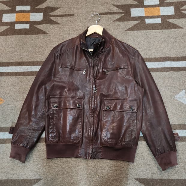 페레가모 이태리 00s 오일 양가죽 A-2 자켓 M 100