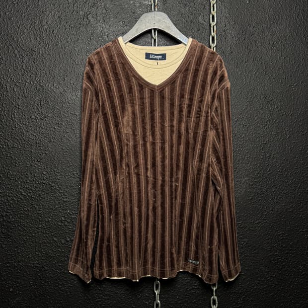 J.P. Pragma – Velour Stripe V-neck