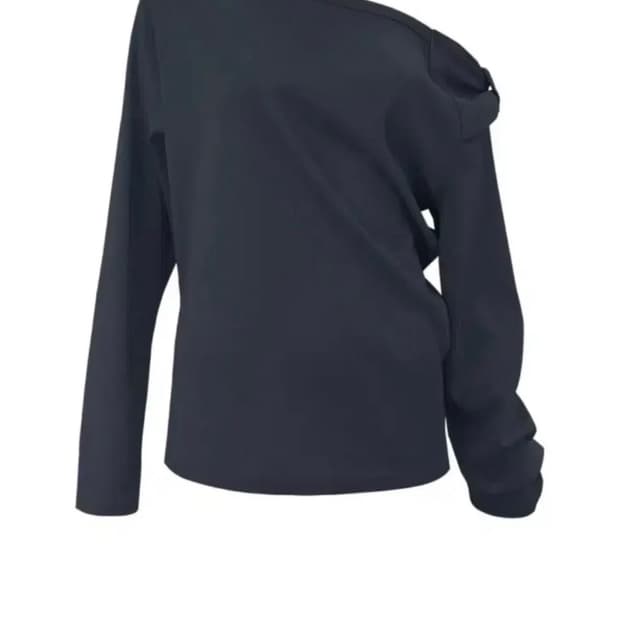 체메씨 bow one shoulder long sleeve 네이비