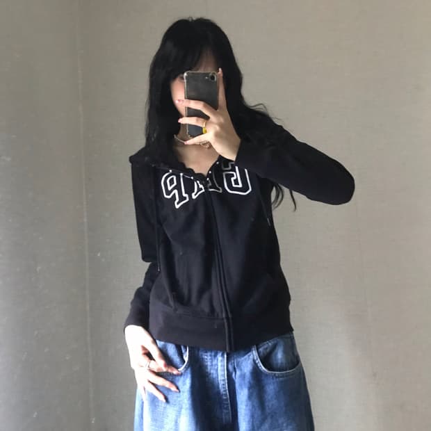 갭 블랙 후드집업