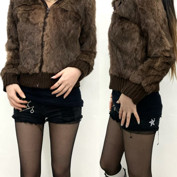 Dusty brown fur hood jacket 